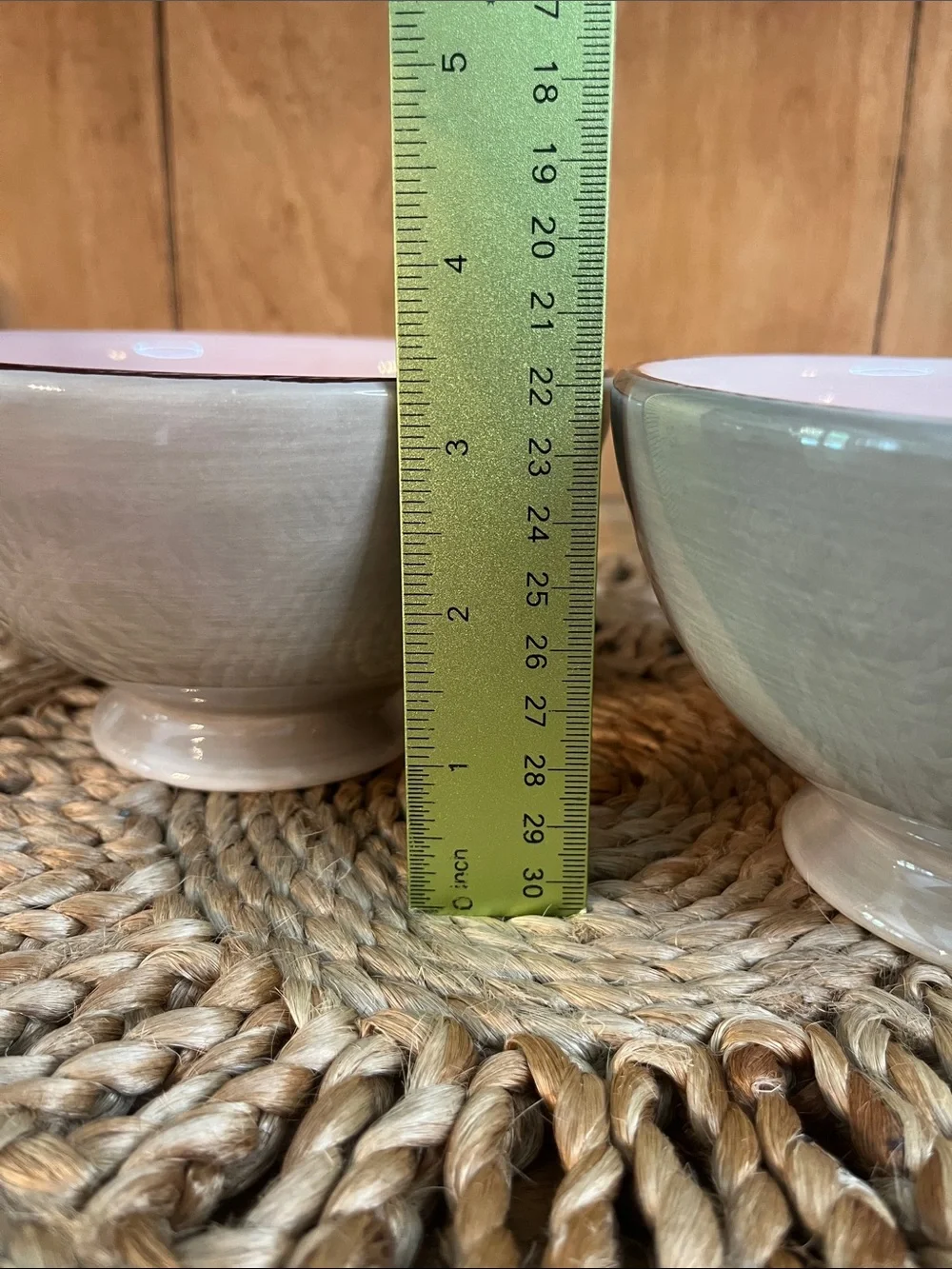 Set of 2- Pottery Barn- Morning Story Bowls- Taupe & Dusty Pink- Discontinued